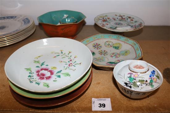 Group of Chinese enamelled porcelain dishes, 19th/20th century